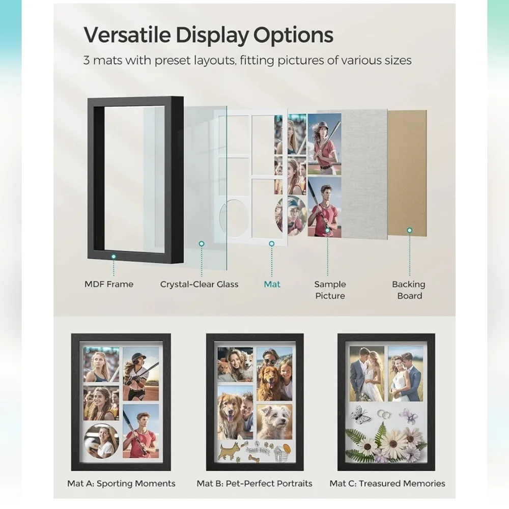 New in box black photo frame, deep, shadow box - Picture 8 of 15